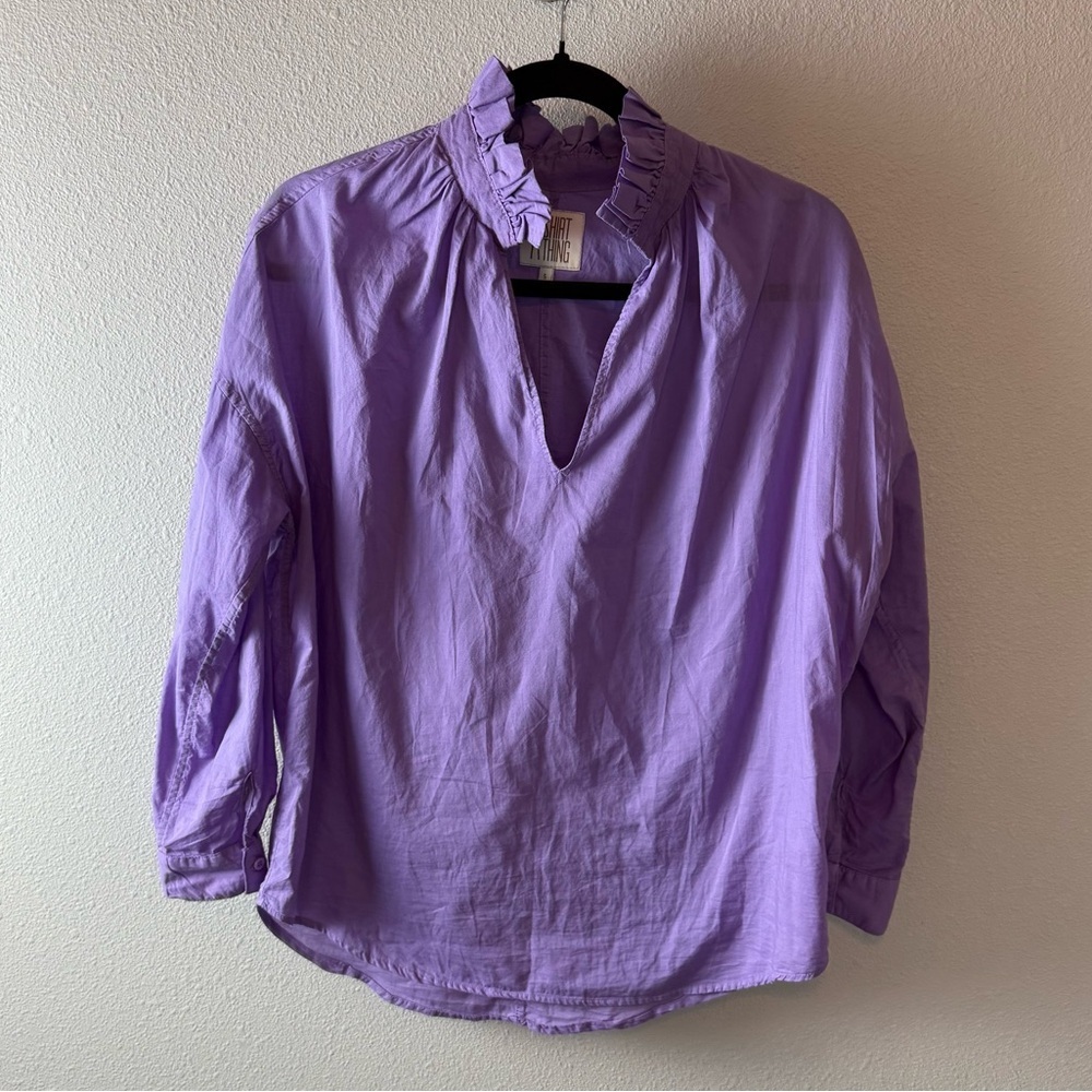 A Shirt Thing Penelope Cabo Shirt Purple Cotton Casual Boho Women’s Size Small
